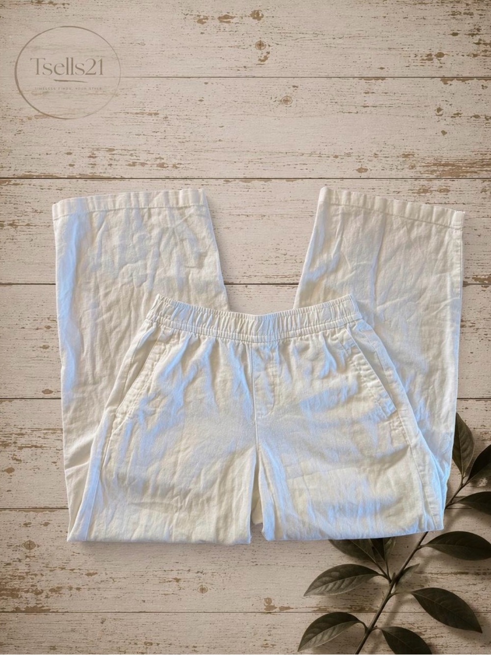 Old Navy White Linen-Blend Relaxed High Rise Wide-Leg Pants - Size XS